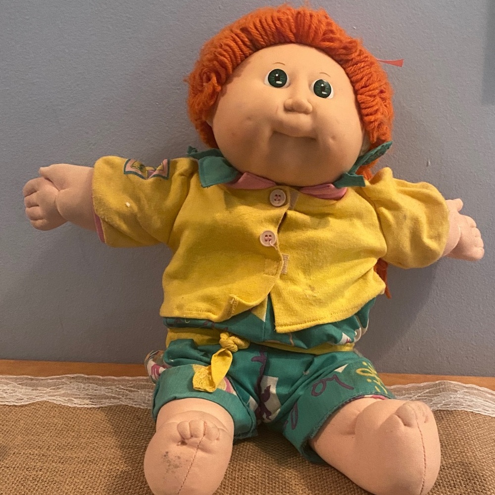Adorable Plush Doll with Yellow and Green Outfit- Cabbage Patch Xavier